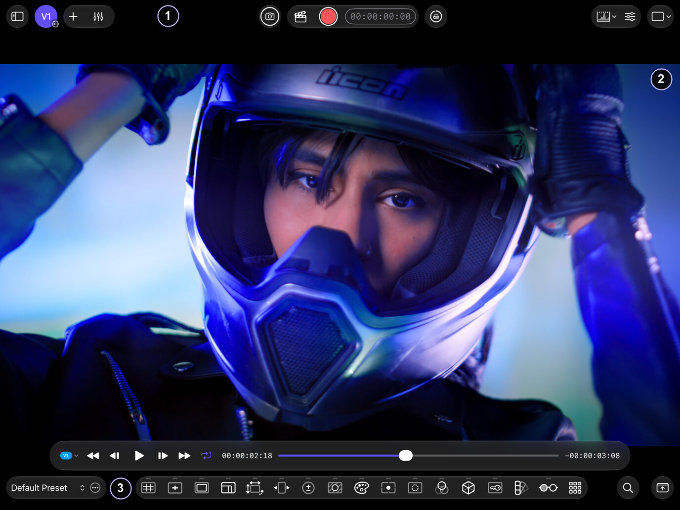 Annotated v2.0 Monitor showing the Status Toolbar, image area, and Assist Toolbar
