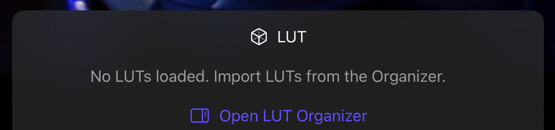 LUT drawer before any LUTs have been imported