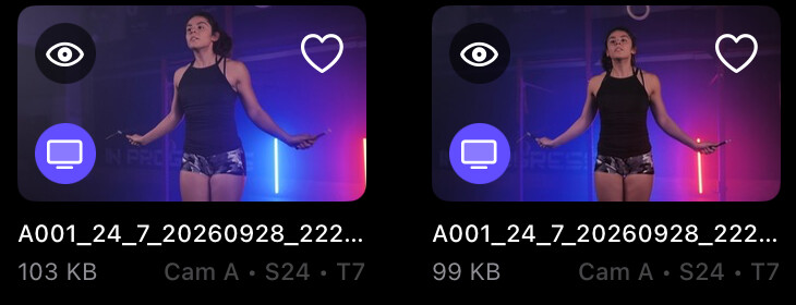 Saved snapshot thumbnails with Quick Look and Monitor buttons