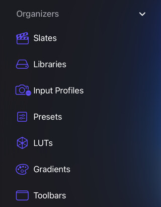 Organizers section in the sidebar