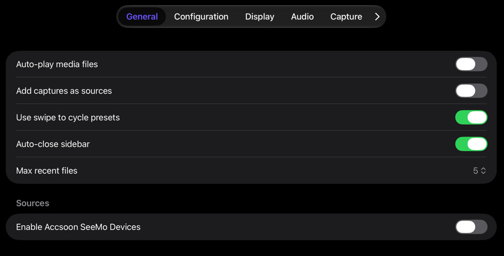Settings General