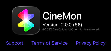 Support links and the CineMon app version