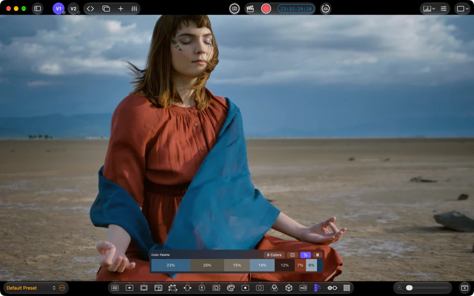 Color Palette: See the dominant colors and each color's share of the frame.